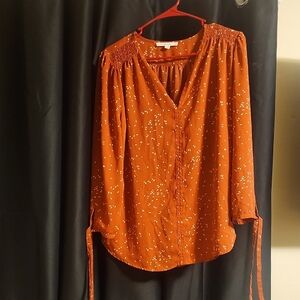 Fun 2 Fun Rust Blouse with White Speckles